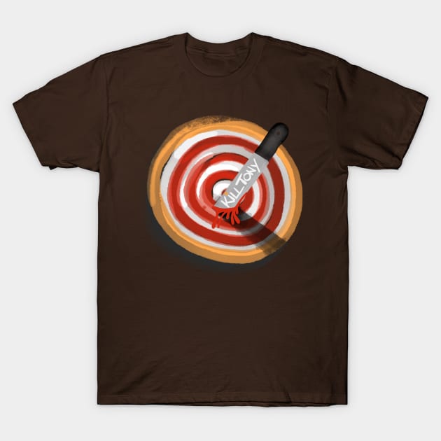 Kill Tony Red & Yellow Bullseye With Knife in Watercolor T-Shirt by Ina